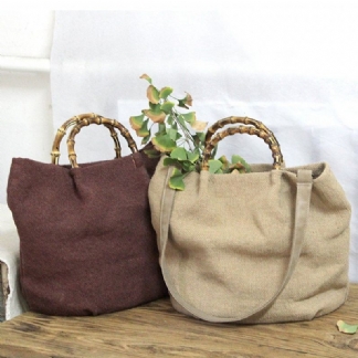 Pościel Bawełniana Prosta Bambusowa Rattanowa Rączka Torba Na Co Dzień Torba Crossbody