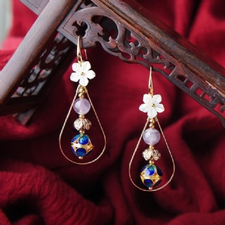Kobiety Retro Etniczne Kolczyki Ze Skorupiaków Cloisonne