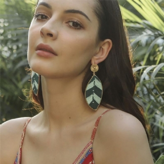 Ręcznie Robiona Moda Letnie Kolorowe Kolczyki W Kształcie Liści