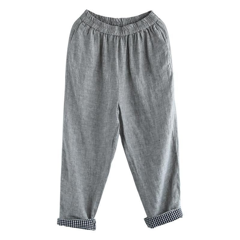Damskie Letnie Cienkie Lniane Spodnie