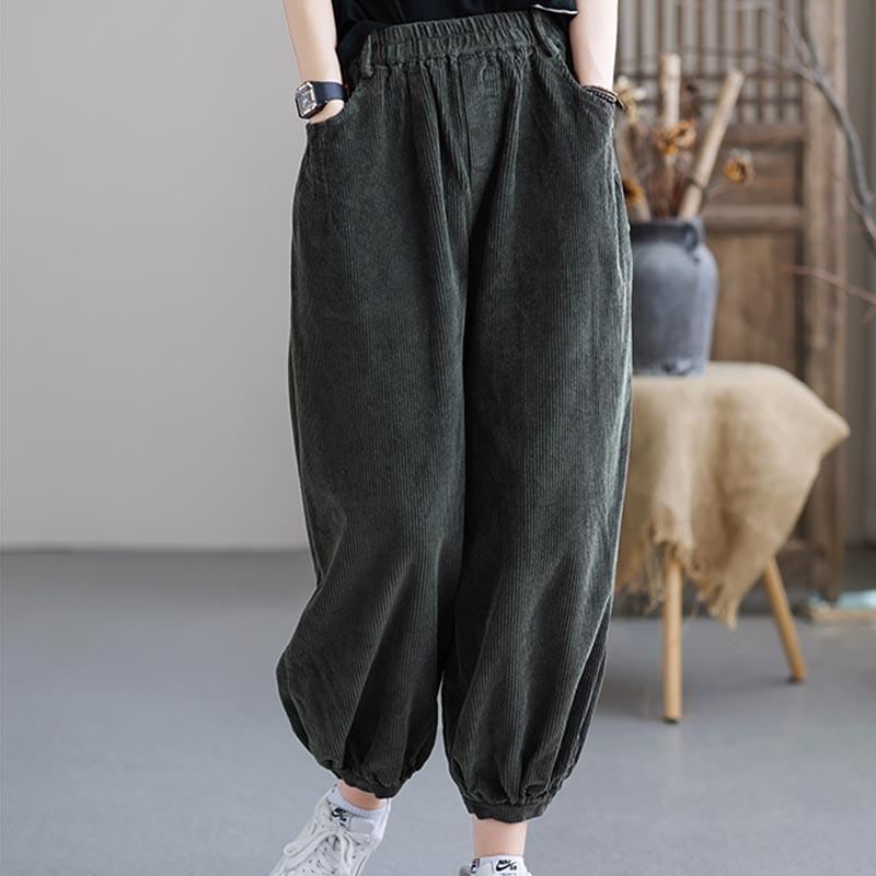 Jesień Plus Size Luźne Sztruksowe Spodnie