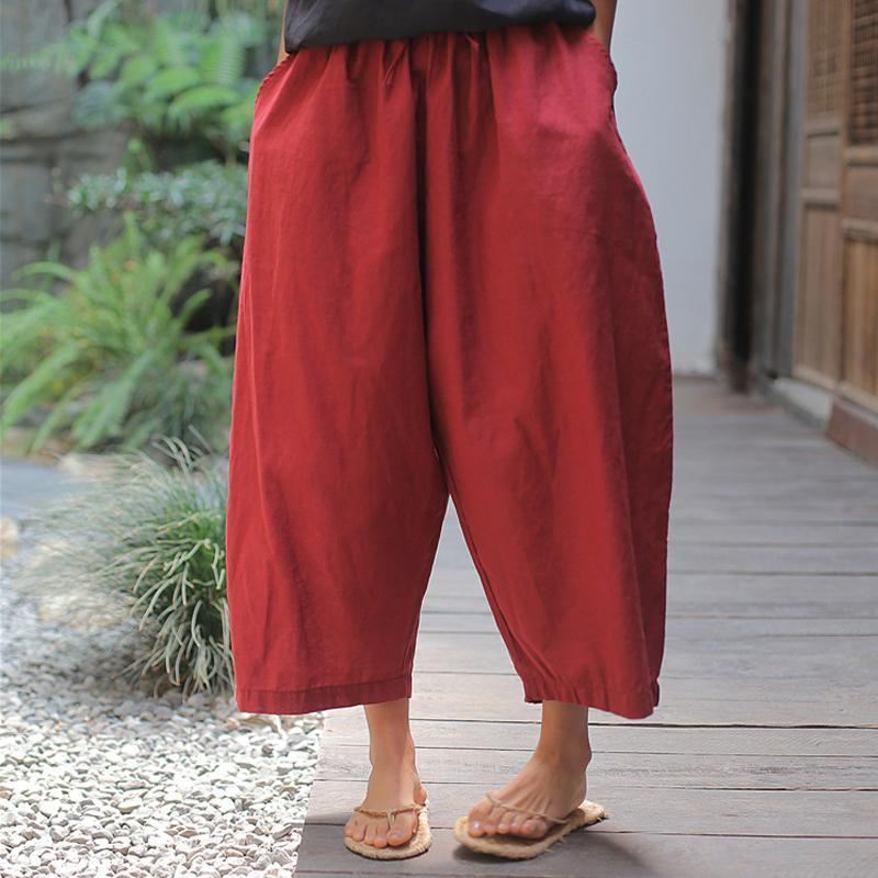 Letnie Wiosenne Spodnie Ramie Solid Sand Wash Do Kostek