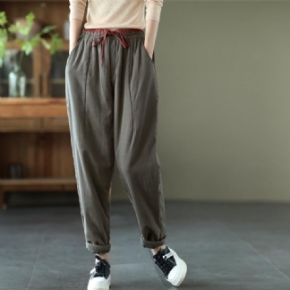 Luźne Zimowe Pikowane Bawełniane Spodnie Harem W Stylu Retro