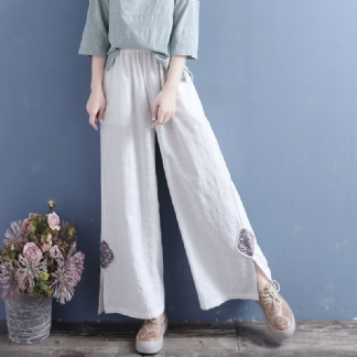 Wiosenne Letnie Damskie Spodnie W Stylu Retro Luźne Patchworkowe Spodnie Z Rozcięciem