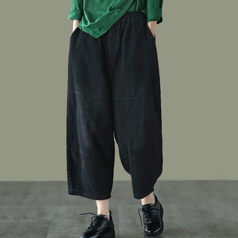 Wiosna Retro Bawełna Sztruks Patchwork Dorywczo Harem Spodnie
