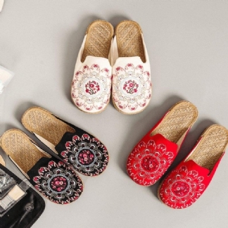 Kobiety Haftowane Płaskie Buty Płaskie Buty Domowe Kapcie