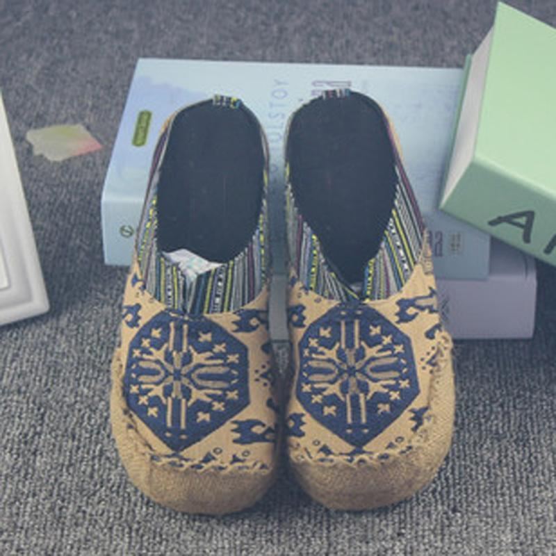 Kobiety Mężczyzna Domu Tkanina Casual Styl Folk Slip-on Warkocz Retro Kapcie