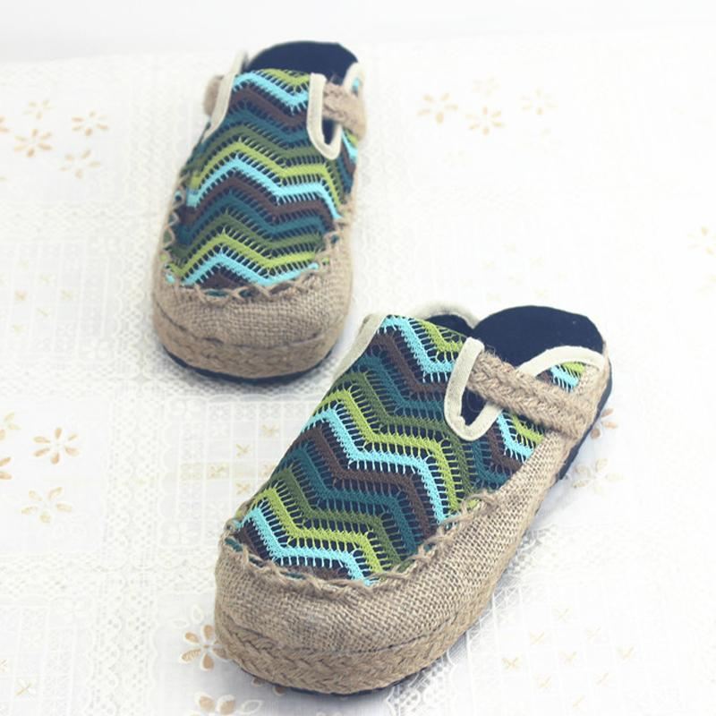 Kobiety Mężczyzna Domu Tkanina Casual Styl Folk Slip-on Warkocz Retro Kapcie