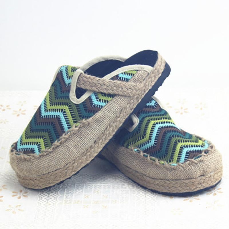 Kobiety Mężczyzna Domu Tkanina Casual Styl Folk Slip-on Warkocz Retro Kapcie