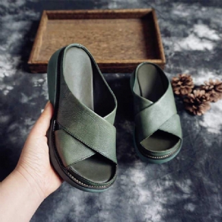 Letnie Nowe Skórzane Kapcie Damskie W Stylu Retro