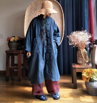 Bawełniany Denim Luźny Asymetryczny Płaszcz