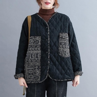 Plus Rozmiar Jesienno-zimowy Płaszcz Ocieplany Bawełną W Stylu Vintage