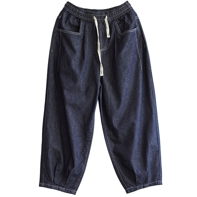 Kobiety Retro Casual Letnie Luźne Bawełniane Dżinsy Harem