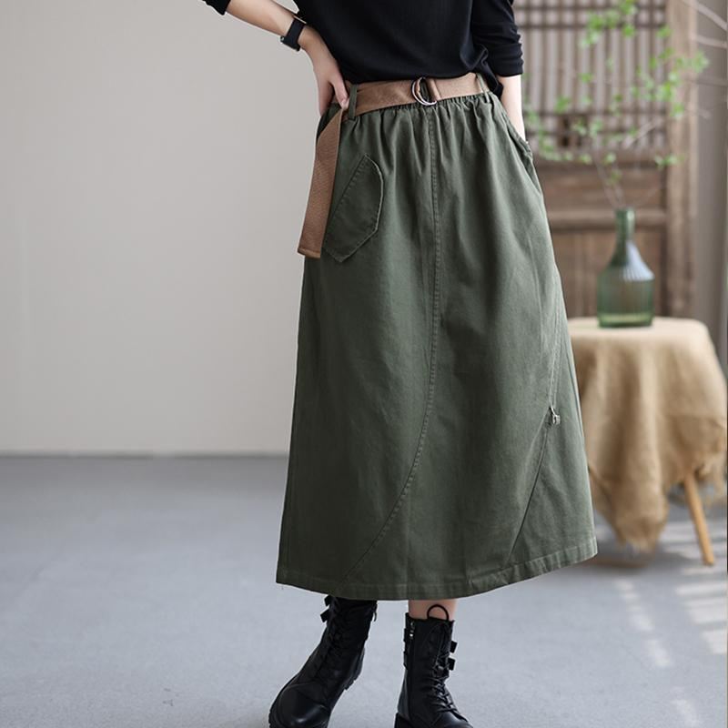 Jesień Plus Size Retro Patchwork Bawełniana Spódnica