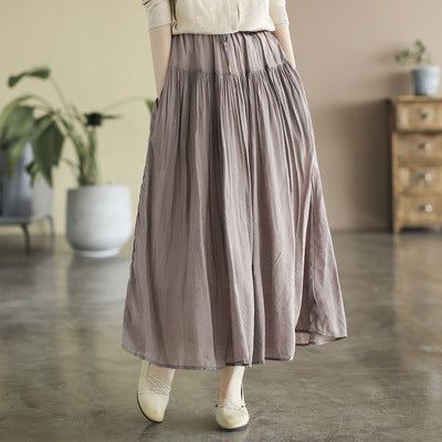 Lato Solidna Bawełniana Pościel Retro Plisowane Spódnice A-line