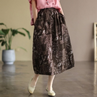 Letnia Spódnica Z Bawełny W Stylu Vintage W Kwiaty A-line