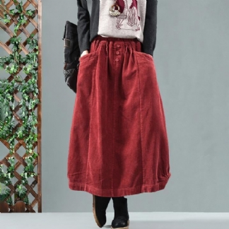 Spódnica Sztruksowa W Stylu Vintage Z Elastyczną Talią