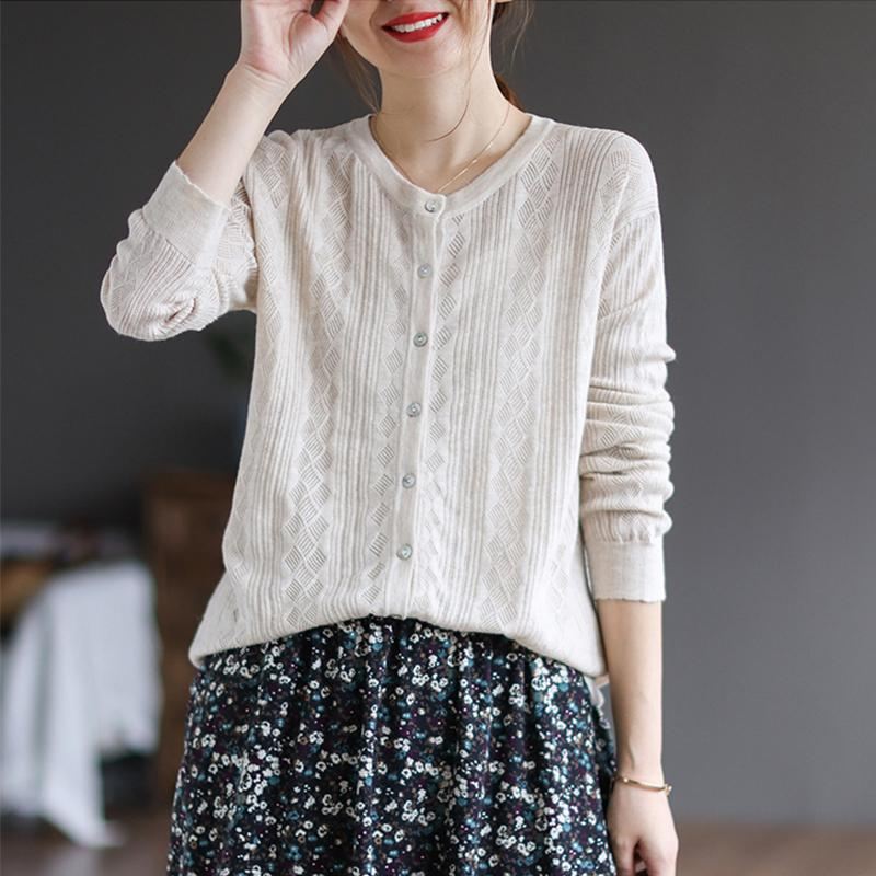 Jesienny Luźny Sweter Z Dzianiny Bawełnianej W Stylu Vintage