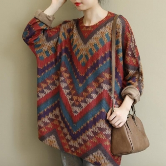 Jesienny Luźny Sweter Z Dzianiny W Stylu Vintage Z Długimi Rękawami