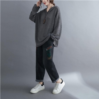 Jesienny Luźny Sweter Z Kapturem W Stylu Retro