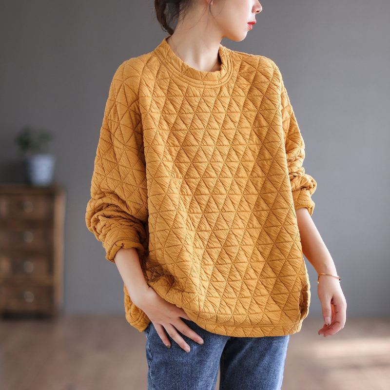 Jesienny Sweter W Trójkątną Kratę Z Luźną Bawełną