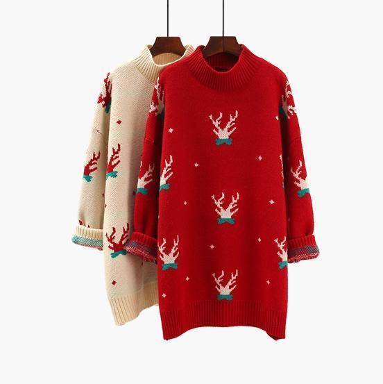Luźny Sweter Zimowy Świąteczny