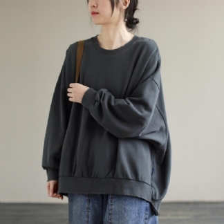 Sweter Z Okrągłym Dekoltem W Jednolitym Kolorze