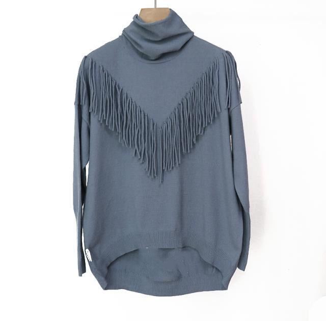 Sweter Z Wełny Z Wysokim Kołnierzem I Szyciem