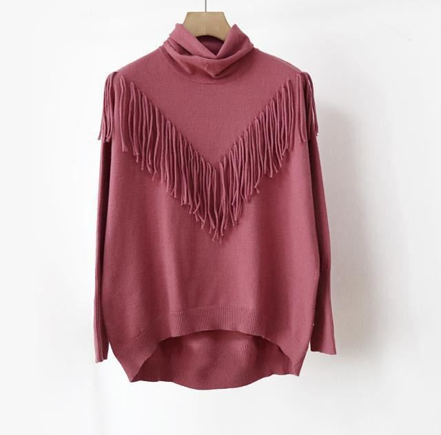 Sweter Z Wełny Z Wysokim Kołnierzem I Szyciem