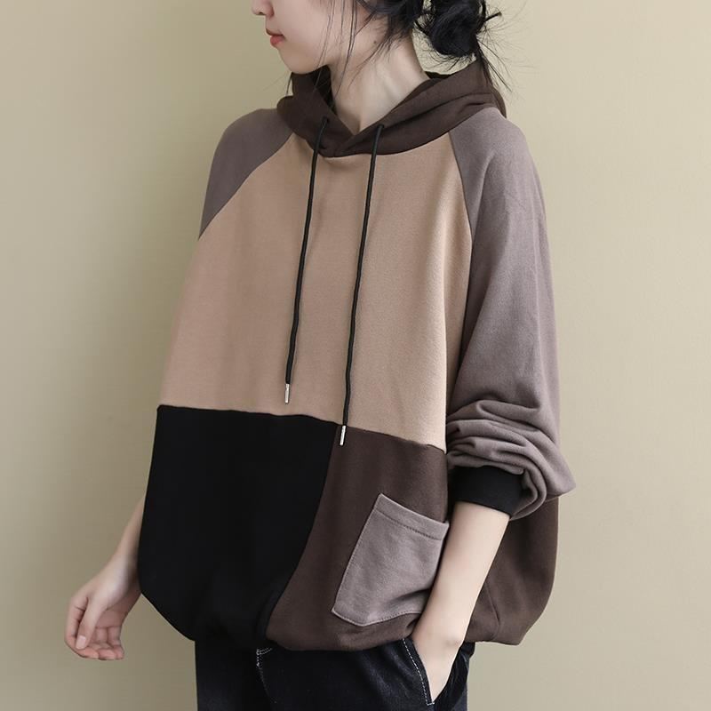 Wiosna Jesień Bawełna Patchwork Casual Bluza