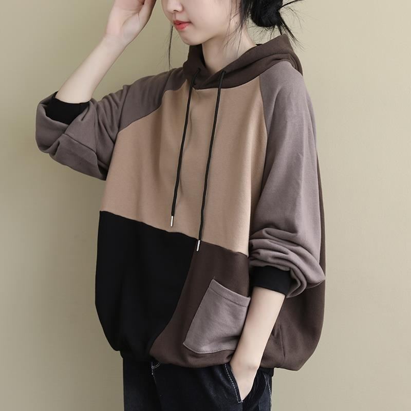 Wiosna Jesień Bawełna Patchwork Casual Bluza