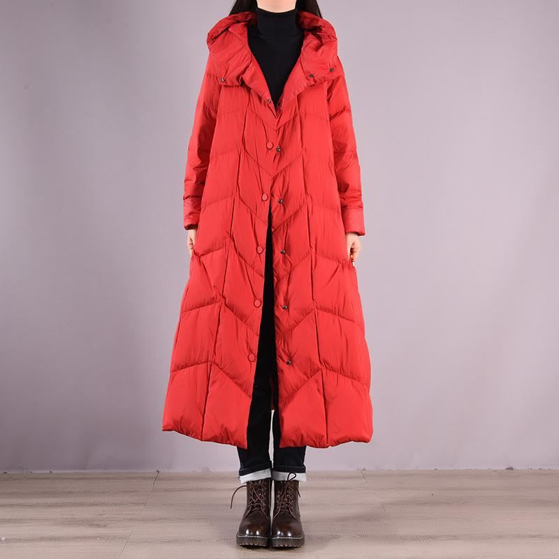 Plus Rozmiar Zimowy Retro Casual Puchowy Płaszcz Z Kapturem