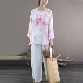 Luźna Bawełniana Koszula W Stylu Retro W Stylu Tie-dye