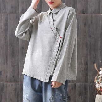 Moda Solid Color Casual Bawełniana Koszula