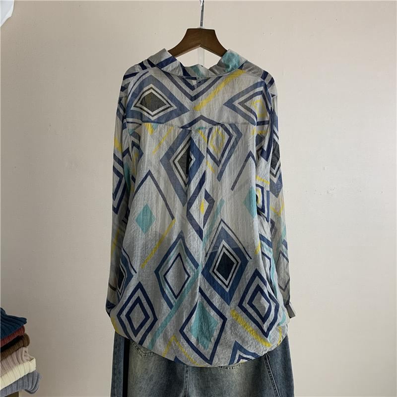 Vintage Printed Damska Koszula W Kwiaty