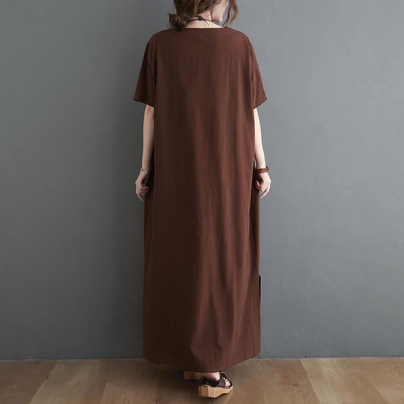 Letnia Sukienka Retro Luźna Bawełniana Lniana Plus Size