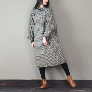 Luźna Zimowa Sukienka W Kratę W Stylu Vintage