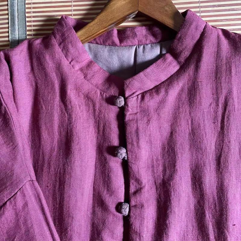 Plus Size Zimowa Luźna Bawełniana Wyściełana Lniana Sukienka
