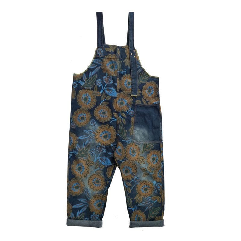 Damski Denim Retro Luźny Kombinezon
