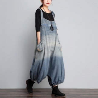 Jesienny Kombinezon W Stylu Vintage Denim W Luźnym Rozmiarze