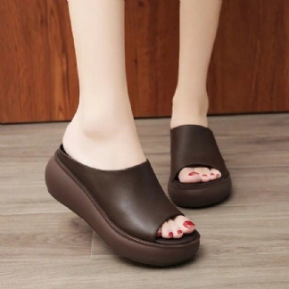 Letnie Retro Skórzane Sandały Kapcie Buty