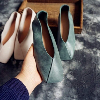 Damskie Proste Szycie Slip On Skórzane Solidne Płaskie Buty Na Co Dzień