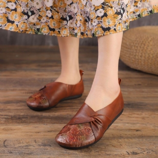 Damskie Wiosenne Buty W Stylu Vintage Z Miękkiej Skóry
