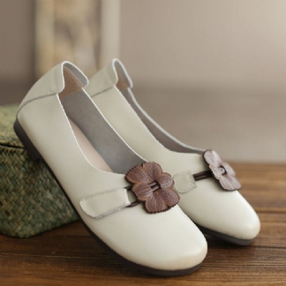 Damskie Wiosenne Retro Kwieciste Letnie Skórzane Buty Na Co Dzień