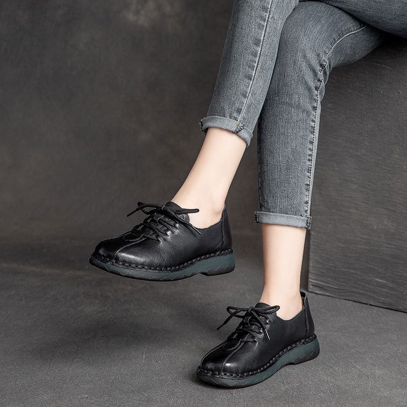 Damskie Wiosenne Skórzane Buty W Stylu Vintage