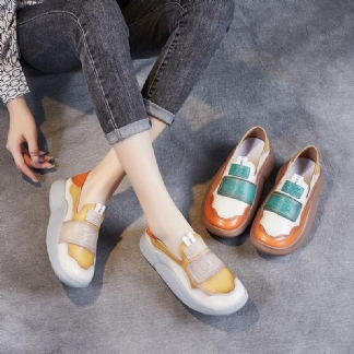 Kobiety Platforma Skórzana Retro Dopasowanie Kolorów Przypadkowi Buty