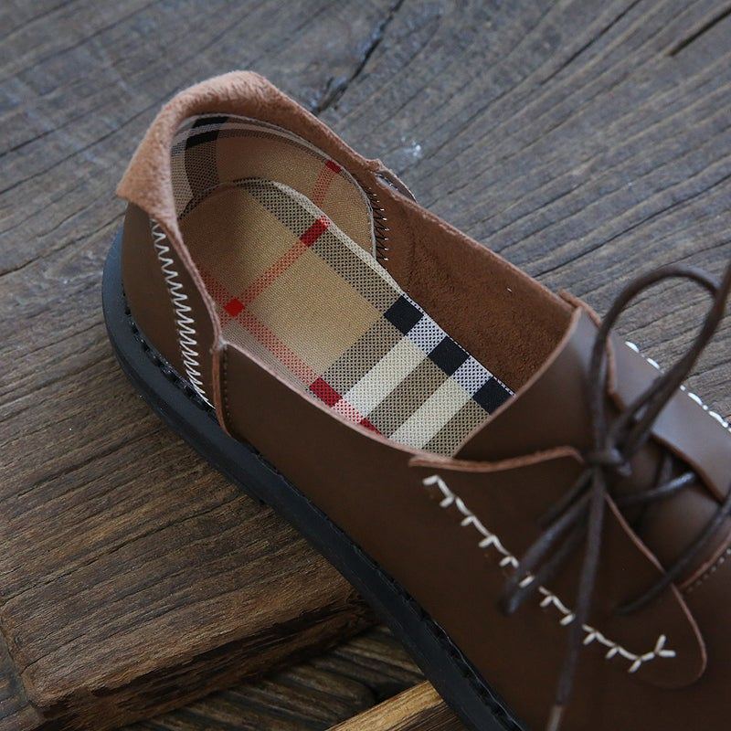Kobiety Retro Wiosna Skórzane Ręcznie Robione Buty