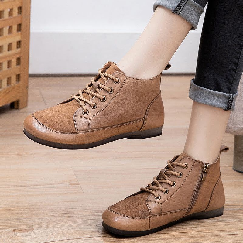 Kobiety Retro Wiosna Skórzany Zamek Przypadkowi Buty