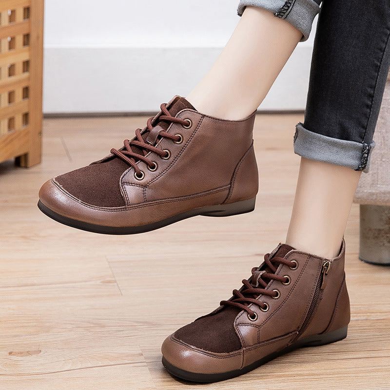 Kobiety Retro Wiosna Skórzany Zamek Przypadkowi Buty
