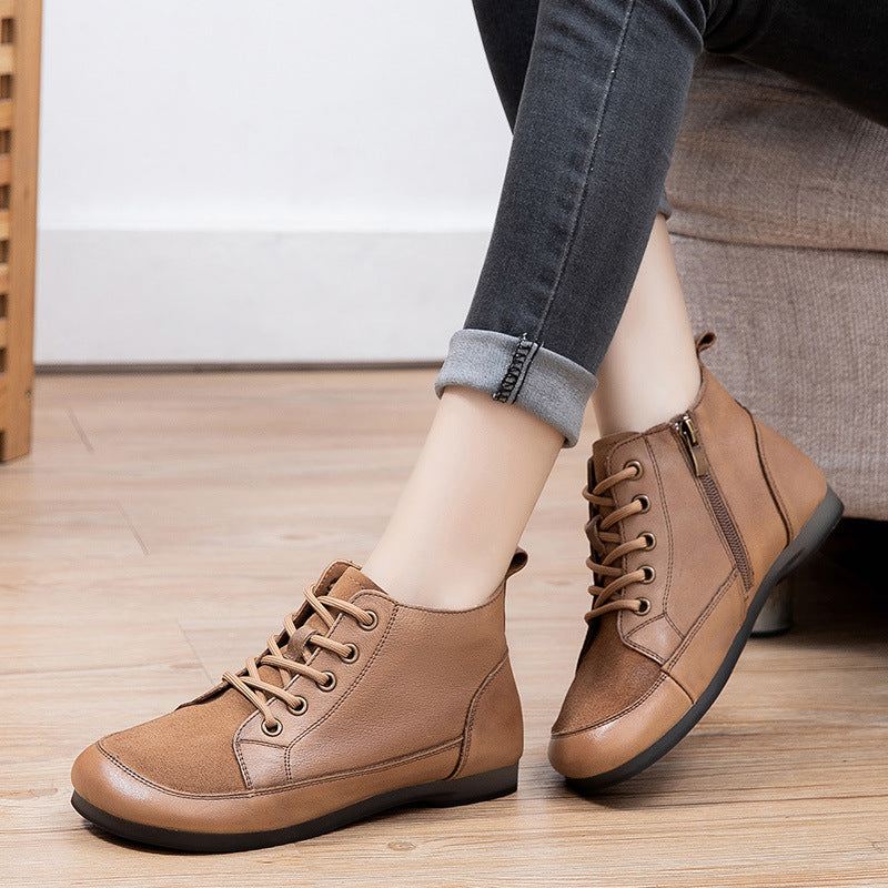 Kobiety Retro Wiosna Skórzany Zamek Przypadkowi Buty